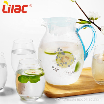 Lilac transparent borosilicate glass water pitcher set